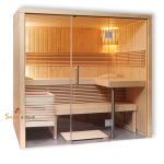 Elementbau Sauna "Panorama Small" mit Glasfront | Fichte | 214 x 160 cm 