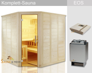 KOMPLETT Sauna WELL.FUN Eck 204 x 204 - EOS Technik-Set "Finnisch" 