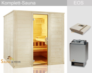 KOMPLETT Sauna WELL.FUN Gerade 204 x 204 - EOS Technik-Set "Finnisch" 