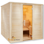 wood.LINE TREND Massivholz-Sauna gerades Modell - 204x204 cm - Rechts 