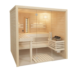 Infraworld Massivholz Sauna Solido Glas 167 Complete Fichte 210x167 cm incl. VITALlight Infrarotstrahler 