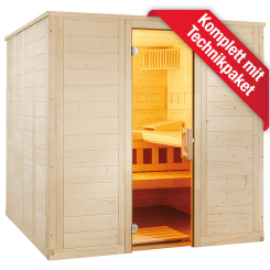 Domo by Sentiotec - Wellfun Large Massivholzsauna 205 x 205 x 204 cm - Gerade 