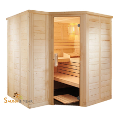 wood.LINE TREND 6-Eck Massivholz Saunakabine 204x204 - Links 