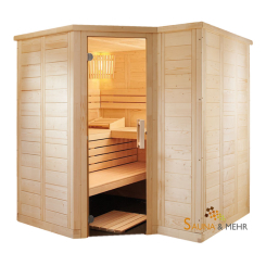 wood.LINE TREND 6-Eck Massivholz Saunakabine 204x204 - Rechts 