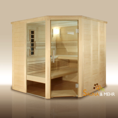 wood.LINE premio+ Massivholzsauna Mod. Eck 204 x 204 - Ausstellungsmodell 