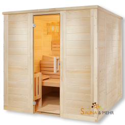 wood.LINE TREND Massivholz-Sauna gerades Modell - 204x204 cm - Links 
