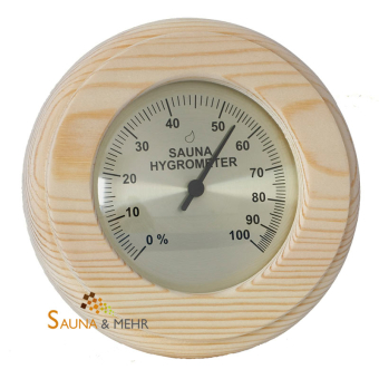 Sauna Hygrometer "Komfort" 0-100 % in Nadelholz rund 