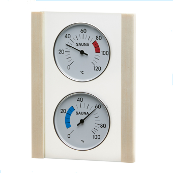 Klimastation - Thermometer u. Hygrometer in Glas mit Holzrahmen Espe 
