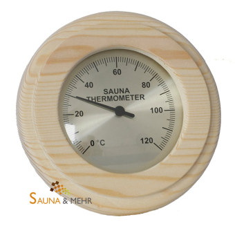 Sauna Thermometer "Komfort" 0-120°C in Nadelholz rund 
