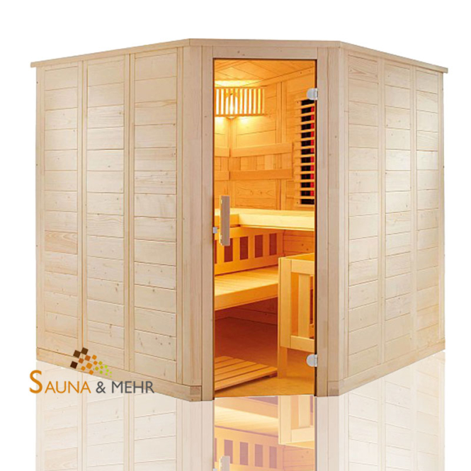 wood.LINE infra+ Massivholz Sauna Eck mit Infrarot
