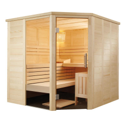 Harvia ALASKA Massivholz Saunakabine Mod. Eck 204x204 Fenster links 