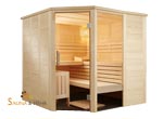 ALASKA Massivholz Saunakabine Mod. Eck 204x204 Fenster rechts 