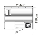 wood.LINE Classic Massivholz-Sauna - 204 x 156 cm - Rechts 